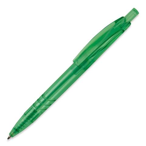 Deze transparante balpen is gemaakt van gerecyclede PET-flessen. Een verantwoorde keuze in transparante kleuren. Bevat een kunststof blauwschrijvende X20 vulling.
