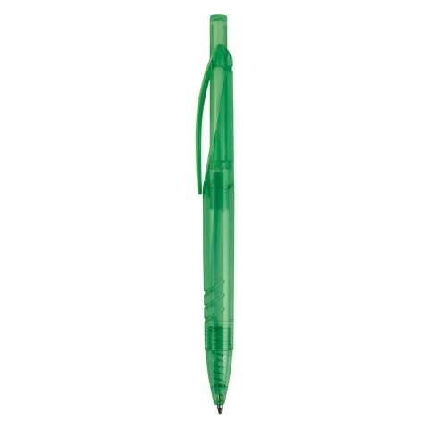 Deze transparante balpen is gemaakt van gerecyclede PET-flessen. Een verantwoorde keuze in transparante kleuren. Bevat een kunststof blauwschrijvende X20 vulling.