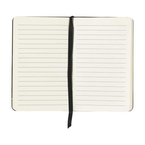 Compact notebook in A6 format with approx. 96 sheets/192 pages of cream coloured, lined paper (80 g/m²). With a perfect binding, hard cover, pocket, elastic fastener and silk ribbon.