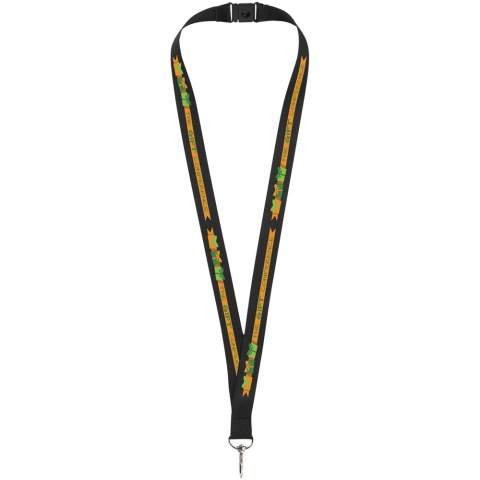 Lanyard for holding a name badge, ID card or keys. Breakaway closure eliminates chocking hazards. Second location setup charge waived if both sides decorated with same artwork. Run charges still apply.