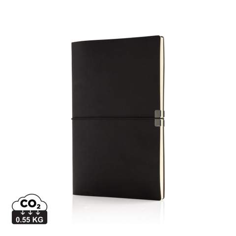 Deluxe A5 flexible softcover notebook with 80 sheets/ 160 cream coloured pages of 78g/m2 paper inside. With unique horizontal band and page divider. Swiss Peak branded pages and backside.<br /><br />NotebookFormat: A5<br />NumberOfPages: 160<br />PaperRulingLayout: Lined pages