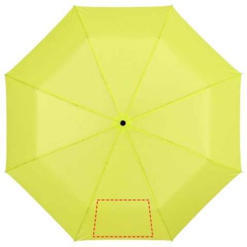 21.5" umbrella with metal frame, metal ribs and plastic handle. Umbrella is supplied with a pouch.