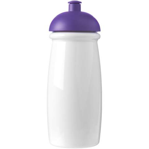 Single-wall sport bottle with a stylish curved shape. Bottle is made from recyclable PET material. Features a spill-proof lid with push-pull spout. Volume capacity is 600 ml. Mix and match colours to create your perfect bottle. Contact customer service for additional colour options. Made in the UK. Packed in a home-compostable bag. BPA-free.