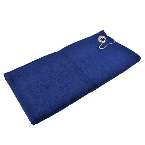 This practical Sophie Muval golf towel with clip can be embroidered or screen printed. The towel has a strip of 55x30cm and a grammage of 450 gr/m2. 