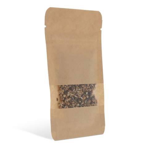 Kraft paper bag with 4 grams of bee &amp; butterfly flower seeds suitable for 2m² flowers. A real sustainable gift.