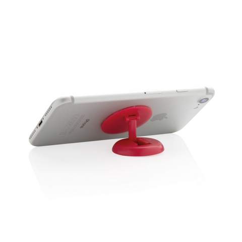 Multi-function phone stand, holder and cord winder. Comes with adhesive backing to easily attach to your mobile device. Perfect for taking selfies, watching videos or facetiming your friends. Made out of PP material. Registered design. Including additional sticker for glass based phones like iPhone 8, X and Xs to ensure adhesion. Registered design.