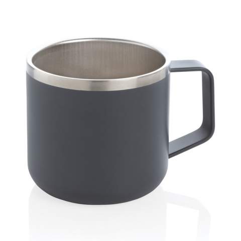 The classic camp mug has been given a new double-wall insulated stainless steel design! Lightweight and durable. Enjoy steaming hot coffee when you're out and about wherever you go. Capacity 350ml. BPA free.