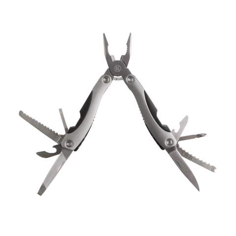 Funktionelles und umfassendes Geschenkset: 9-teiliges Edelstahl Multitool mit 12 Funktionen (Pinzette, Isolierzange, Säge, 2 Schraubenzieher, Dosenöffner, Kapselheber, Feile, Messer, Kreuzschraubenzieher, Fischentschupper, Haken-Entferner) und Aluminiumgriff in Metalloptik. Aluminium Taschenlampe (Ø 2,7 x 9 cm) mit 9 rein-weißen energieeffizienten LEDs und abnehmbarer Schlaufe. Inklusive Batterien. Beachten Sie, dass möglicherweise lokale Vorschriften für den Besitz und / oder das Tragen von Messern oder Multitools in der Öffentlichkeit gelten. Pro Set in einer Verpackung.