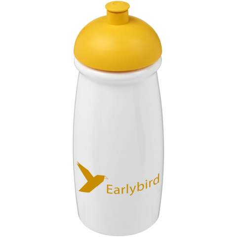 Single-wall sport bottle with a stylish curved shape. Bottle is made from recyclable PET material. Features a spill-proof lid with push-pull spout. Volume capacity is 600 ml. Mix and match colours to create your perfect bottle. Contact customer service for additional colour options. Made in the UK. Packed in a home-compostable bag. BPA-free.