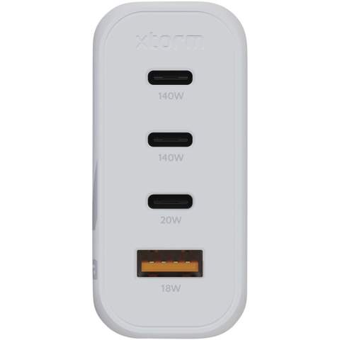 De 140 W GaN² Ultra-wandlader is ontworpen om compacter en krachtiger te zijn dan ooit tevoren. Met zijn compacte ontwerp en functionaliteit met vier poorten is deze wandlader perfect voor onderweg, op kantoor of thuis. Om afval te verminderen en bij te dragen aan een duurzamere toekomst, is de oplader gemaakt van 97% gerecycled plastic. Uitgang: 2 x USB-C 140 W voeding, 1 USB-C 20 W voeding en 1 USB-A 18 W Quick Charge 3.0. Geleverd met handleiding.