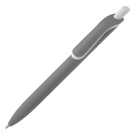 This popular Toppoint ball pen is being produced in Germany. Equipped with a nice soft-touch finish in all kinds of modern colours. Ball pen is designed with a click mechanism and a blue-writing refill.