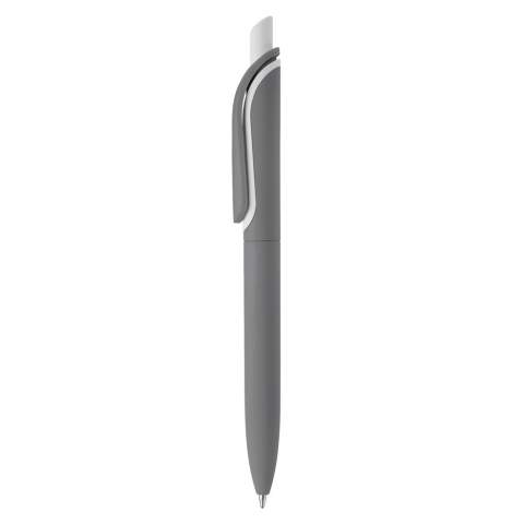 This popular Toppoint ball pen is being produced in Germany. Equipped with a nice soft-touch finish in all kinds of modern colours. Ball pen is designed with a click mechanism and a blue-writing refill.