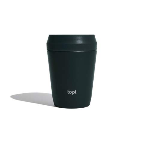 Meet the Topl Cup, your perfect fit for barista size 8oz (236ml) for your favorite small brew. Made with RCS certified recycled materials and vacuum insulated, it keeps drinks at the perfect temperature. Its patented 360° sip design and transparent lid offer practicality and style for your daily adventures, whether you’re strolling the park or commuting to work. Made with 57% recycled material.<br /><br />HoursHot: 5<br />HoursCold: 15