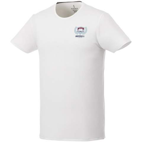 The Balfour short sleeve men's GOTS organic t-shirt is a stylish and sustainable choice. Made from 95% GOTS certified organic cotton, this t-shirt is not only good for the environment but also soft and comfortable to wear. The 5% elastane ensures a soft and stretchy fit, and with its round neck and short sleeves this t-shirt is both sustainable and modern. The fabric has a weight of 200 g/m², providing a durable and high-quality feel to the garment. GOTS certification ensures a 100% certified supply chain from raw material to our printing techniques, making this garment an eco-friendly choice.