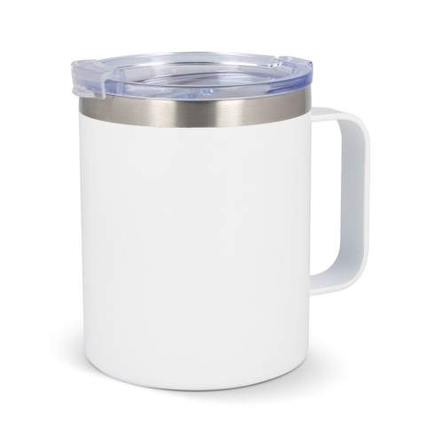 Introducing the 'Danube' mug—your ideal on-the-go companion! This 350ml T-ceramic mug merges style with functionality, complete with a handle for easy sipping. The ceramic interior provides numerous benefits, including easy cleaning, odor and taste residue elimination after washing, and superior thermal insulation. Crafted from 90% recycled post-consumer stainless steel.