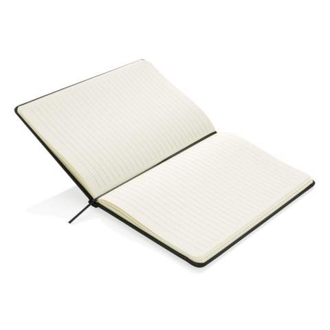 A5 hardcover gelinieerd PU notitieboek met elastieken band sluiting en zwarte bladwijzer. 144 pagina’s van 70g/m2.<br /><br />NotebookFormat: A5<br />NumberOfPages: 144<br />PaperRulingLayout: Gelinieerde pagina's