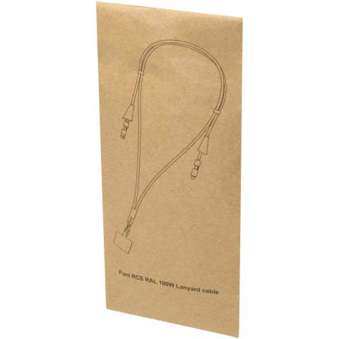 Das Funi ist ein stilvolles und praktisches Lanyard aus recyceltem Kunststoff. Es verfügt über ein integriertes 5-in-1 Schnellladekabel (100 W) mit USB-C und USB-A Eingängen sowie USB-C, Lightning und Micro-USB Ausgängen. Das Kabel ist leistungsstark genug, um die meisten Laptops, Tablets und Smartphones schnell aufzuladen. Kompatibel mit CarPlay und Android Auto, ist perfekt für Reisen, Arbeit oder Alltag.