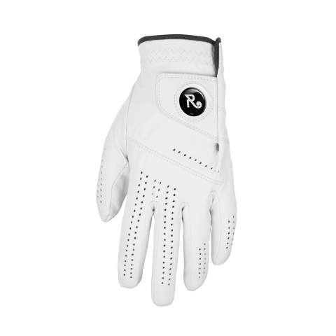 Leather golf glove with a magnetic ball marker with doming