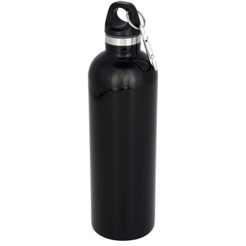 The Atlantic 530 ml bottle is the right choice when seeking a bottle for outdoor activities. The attached carabiner on the user-friendly twist-on lid makes it easy to attach the bottle to any backpack. The vacuum insulated bottle has a double-wall construction that keeps beverages hot for 5 hours and cold for 15 hours. The carabiner is not suitable for climbing.