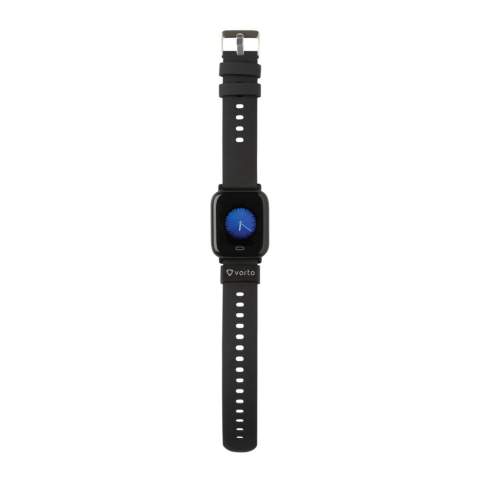 Modern lifestyle watch with 1.3” point touch colour screen to track your activities all day long. Made with RCS (Recycled Claim Standard) certified recycled TPU armband and ABS frame. Total recycled content: 31% based on total item weight. RCS certification ensures a completely certified supply chain of the recycled materials. Features include: Step count, calories, distance, multi-sport tracking alarm clock, heart rate tracking, blood pressure monitoring, sleep monitor, calendar updates, make and receive calls, notifications: SMS, Facebook, Skype, WhatsApp, Twitter etc. Compatible with Android 4.4 and IOS 8.0 and above. IPX 67 water resistant and dustproof. BT 5.0. Standby time of 15 days and working time up to 5 days. Including clip charger to charge the watch. Packed in FSC® mix kraft packaging. Item and accessories 100% PVC free.<br /><br />HasBluetooth: True<br />PVC free: true