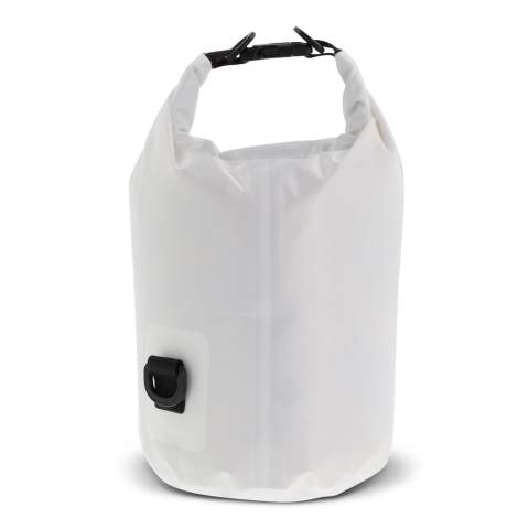 Waterwerende tas voor bijvoorbeeld op het strand, op de boot of tijdens een wandeling. Gevuld met lucht blijft de tas in noodgevallen ook tijdelijk op het water drijven. Met de extra ring en karabijnhaken is deze tas ook eenvoudig als schoudertas te gebruiken. Waterafstotend IPX6, bestand tegen hoge druk waterstromen uit alle richtingen. Houd de tas niet onder water.
