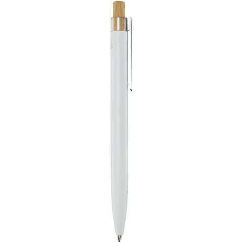 The Nooshin ballpoint pen is made from recycled aluminium, which requires less energy than producing aluminium from raw materials. It also reduces the amount of waste in landfills and helps to conserve natural resources aiming to reduce greenhouse emissions. The push button is made of bamboo. Ink colour: Black. Writing length: 800 metres. Nib size: 1.00 mm.