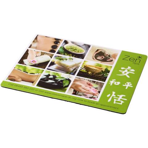 Mouse mat offering a large branding area and great print quality. Supplied on a quality black foam base.