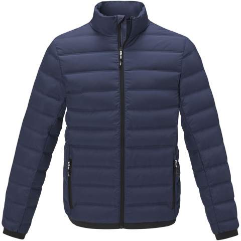 The Macin men's insulated down jacket – a perfect blend of style and warmth. Made of 164 g/m² 750T woven double layer pongee fabric in polyester. The matte fabric in combination with heat seal quilting gives the jacket a modern look while enhancing the overall insulation. Embrace eco-consciousness with RDS certified recycled down insulation of recycled down and recycled feathers, providing warmth without compromising on ethical standards. With an inner storm flap, chinguard, and flat knit elasticated rib cuffs, this jacket offers maximum protection against the elements. The front pockets with zipper closure add convenience and functionality. Embrace both style and ethical values with the Macin jacket, perfect for any outdoor adventure or daily wear.