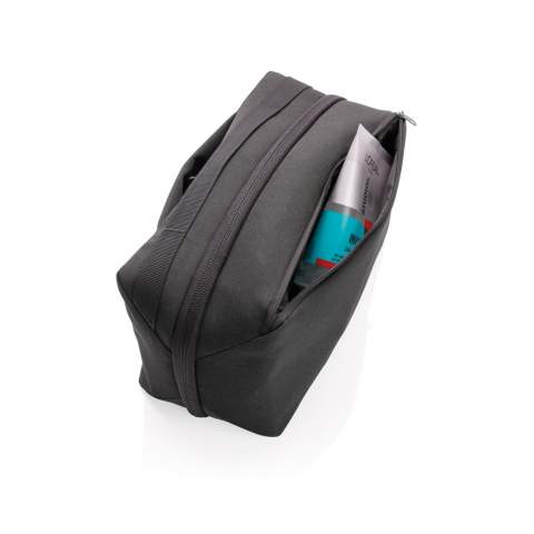 This is the best toiletry bag ever made! Comes with the perfect balance between functionality and simplicity. Sits upright or suspended via a stowable hook. A variety of internal mesh pockets, along with a magnetically-sealed toothbrush pocket, external razor pocket, and internal zippered pouch, keep items organised and clean. All pockets easily turn inside out for quick cleaning. PVC free. With AWARE™ tracer that validates the genuine use of recycled materials. Each toiletry bag has reused 10.7 PET bottles. 2% of proceeds of each Aware™ product sold will be donated to Water.org.<br /><br />PVC free: true
