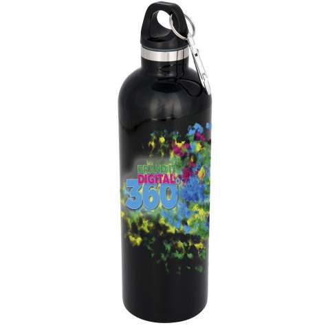 The Atlantic 530 ml bottle is the right choice when seeking a bottle for outdoor activities. The attached carabiner on the user-friendly twist-on lid makes it easy to attach the bottle to any backpack. The vacuum insulated bottle has a double-wall construction that keeps beverages hot for 5 hours and cold for 15 hours. The carabiner is not suitable for climbing.