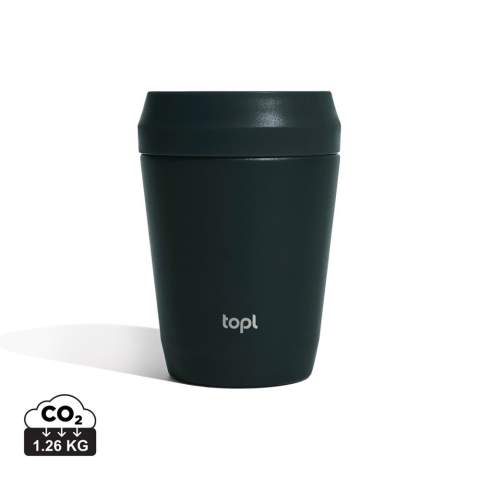 Meet the Topl Cup, your perfect fit for barista size 8oz (236ml) for your favorite small brew. Made with RCS certified recycled materials and vacuum insulated, it keeps drinks at the perfect temperature. Its patented 360° sip design and transparent lid offer practicality and style for your daily adventures, whether you’re strolling the park or commuting to work. Made with 57% recycled material.<br /><br />HoursHot: 5<br />HoursCold: 15