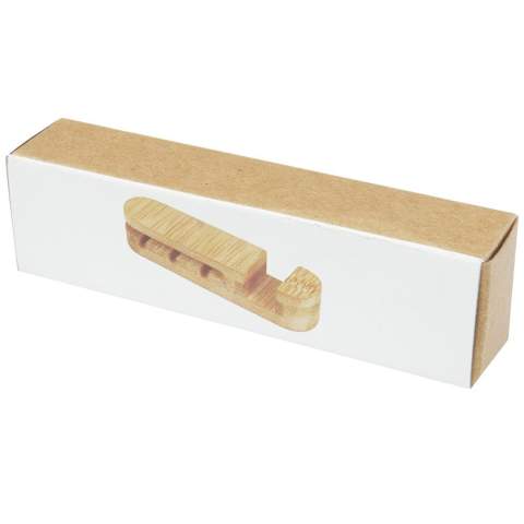 Organiseur de câbles en bambou pour garder les câbles bien rangés et organisés. Il fait également office de socle de téléphone, ce qui en fait l'accessoire de bureau idéal. Dimensions : 90 x 24 x 18 mm. Livré dans un coffret cadeau en matériau durable.