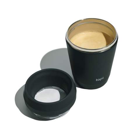 Meet the Topl Cup, your perfect fit for barista size 8oz (236ml) for your favorite small brew. Made with RCS certified recycled materials and vacuum insulated, it keeps drinks at the perfect temperature. Its patented 360° sip design and transparent lid offer practicality and style for your daily adventures, whether you’re strolling the park or commuting to work. Made with 57% recycled material.<br /><br />HoursHot: 5<br />HoursCold: 15