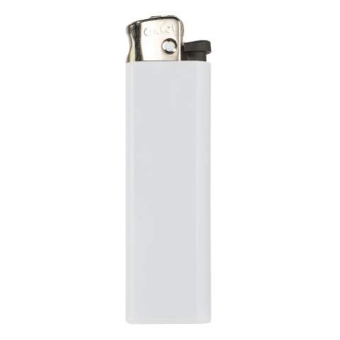 Disposable Cricket lighter with nickel cap. Child-resistant.