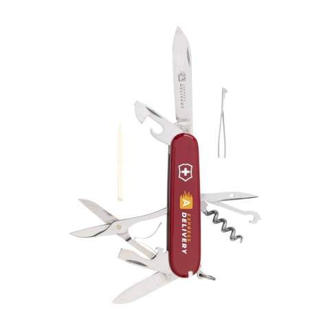 Original Schweizer Taschenmesser aus der Offizierserie von Victorinox mit  ABS Griff, einer Einlage aus anodisiertem Aluminium und Tools aus 100% recyceltem Stahl. 10-teilig mit 14 Funktionen: großes Messer, kleines Messer, Korkenzieher, Dosenöffner mit kleinem Schraubenzieher 3 mm, Kapselheber mit großem Schraubenzieher 6 mm, Isolierzange, Reibahle mit Locher und Nähahle, Schere, multifunktionaler Haken, Schlüsselring, Pinzette, Zahnstocher. Inklusive Gebrauchsanweisung und lebenslanger Garantie auf Material- und Herstellungsfehler. Victorinox Messer sind ein globales Symbol für Zuverlässigkeit, Funktionalität und Perfektion. Beachten Sie, dass möglicherweise lokale Vorschriften für den Besitz und / oder das Tragen von Messern oder Multitools in der Öffentlichkeit gelten. Pro Stück in einer Verpackung.
