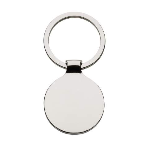 Porte-clés rond brillant avec fond noir en métal et anneau à clés solide. Chic et luxueux. Chaque article est  fourni dans une enveloppe individuelle en papier kraft marron.
