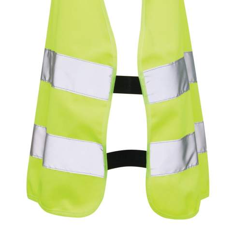 S-sized high-visibility vest designed for children aged 7 to 12, suitable for those with a height ranging from 90 to 155 cm. This vest offers a generous surface area for decoration, both on the front and back. It is equipped with hook and loop closures on the shoulders and at the base, providing additional safety and facilitating effortless vest donning. The opposing elastic bands ensure stretchability, enabling comfortable wear even over bulky coats. This vest has undergone testing and complies with EN 17353:2020 Type AB3. Moreover, it adheres to the PPE guidelines outlined in Regulation (EU) 2016/425 for Personal Protective Equipment Category II.  Made with GRS certified recycled PET. Total recycled content: 58% based on total item weight. GRS certification ensures a completely certified supply chain of the recycled materials.