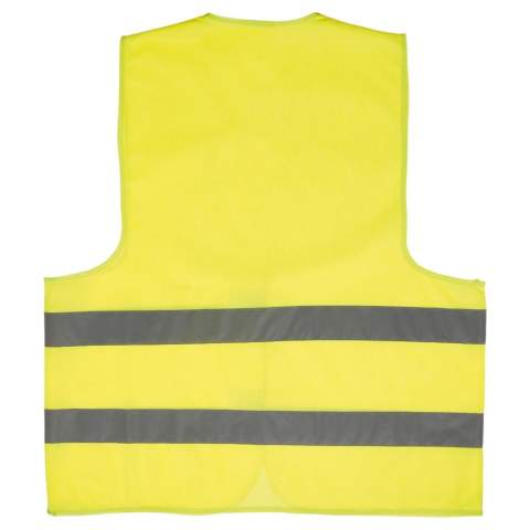 Yellow safety vest for adults with two reflecting strips and Velcro closure. Made of firm but light polyester which makes the vest comfortable to wear. Complies with the European EN20471 standard, class 2/2.