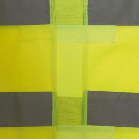 Yellow safety vest for adults with two reflecting strips and Velcro closure. Made of firm but light polyester which makes the vest comfortable to wear. Complies with the European EN20471 standard, class 2/2.