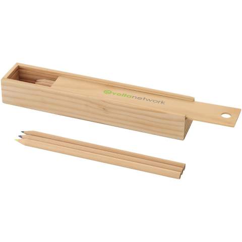 12 crayons de couleur dans coffret cadeau en bois avec couvercle coulissant et fonction règle sur le dos. Marquage indisponible sur les composants.