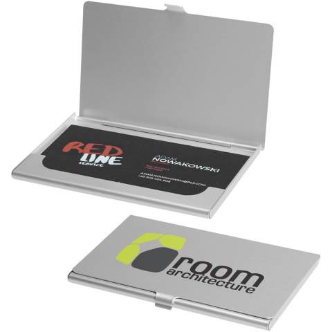Porte -cartes de visite en aluminium. Peut contenir 10 cartes de visite environ.
