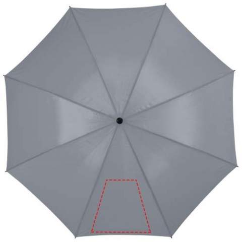 Dry walks in the rain are made possible by the large Zeke 30" umbrella. The Zeke umbrella has enough space to keep 2 persons dry and is easy to open using a manual system. Additionally, the umbrella consists of a metal shaft and ribs, and a lightweight plastic handle. The Zeke umbrella has several options for placing a logo or other company messages and is available in different colours.