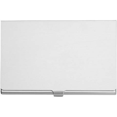 Aluminum business card holder. Holds approximately 10 business cards.