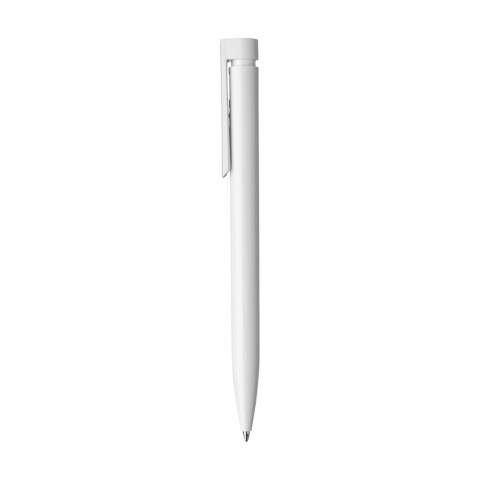 Blauschreibender Kugelschreiber der Marke Senator® mit trendigem Design, poliertem Gehäuse und großzügigem Clip/Druckknopf. Made in Germany.