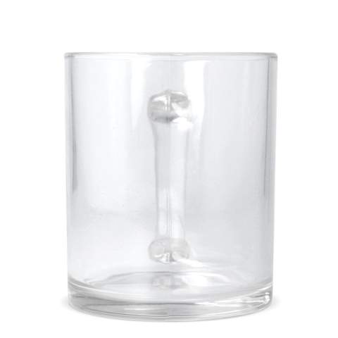 Dieser massive Glasbecher hat eine durchscheinende Oberfläche, die Ihren Getränken einen einzigartigen und stilvollen Look verleiht. Dieser Becher ist mit einer speziellen Beschichtung für den Sublimationsdruck versehen.