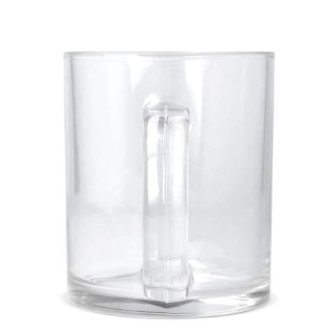 Dieser massive Glasbecher hat eine durchscheinende Oberfläche, die Ihren Getränken einen einzigartigen und stilvollen Look verleiht. Dieser Becher ist mit einer speziellen Beschichtung für den Sublimationsdruck versehen.