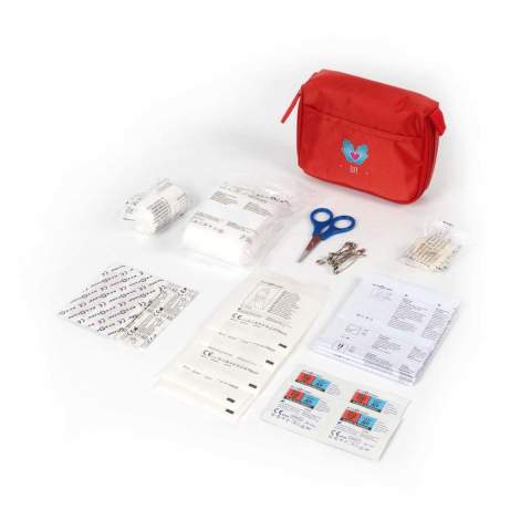 Kit de premiers secours MDR classe 2a. L’étui en nylon contient 31 pièces d’équipement de premiers secours d’une durée de conservation de 5 ans. Contenu : 9 pansements, 8 épingles à nourrice, 5 écouvillons secs, 4 tampons nettoyants pour la peau, 1 bandage triangulaire, 1 paire de mini-ciseaux, 1 bandage élastique, 1 rouleau de sparadrap et 1 mode d’emploi.