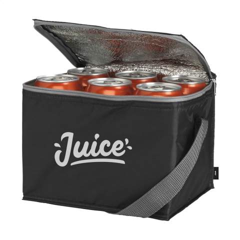 WoW! Sac isotherme en polyester RPET 210D : réalisé avec des bouteilles PET recyclées. Convient pour 6 canettes Avec bandoulière. Certifié GRS. Capacité env. 3,5 litres.