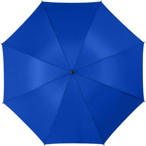 De 30" Yfke paraplu heeft genoeg ruimte om 2 personen droog te houden. Hij is gemaakt van water- en kleurbestendig polyester, en heeft een supersterke, lichtgewicht fiberglas schacht en metalen baleinen. Het EVA schuim handvat maakt de paraplu comfortabel om vast te houden. Daarnaast biedt hij meerdere mogelijkheden voor het plaatsen van logo's of  teksten en is hij verkrijgbaar in diverse kleuren.