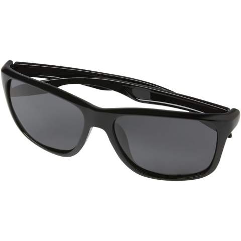 Polarized sunglasses made from plant based plastics. The high end finished frame and temples are made from Rilsan Clear G850 Rnew, a polymer derivative of castor oil. This material is a sustainable alternative to traditional plastics, and is also great for producing lightweight and flexible frames for comfortable eyewear. The lenses are polarized which eliminates reflecting sunlight, making it ideal for driving a car or during other sunny summer or winter outdoor activities. This eyewear conforms to EN ISO 12312-1, has UV400 lenses which are rated as Category 3. Delivered with a soft storage pouch (18 x 9 cm) made from recycled PET plastic, that also functions as a cleaning cloth, all packed in hard storage case (18 x 8 x 6.5 cm), also made from recycled PET plastic.